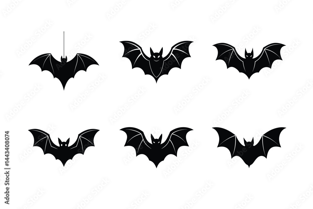 Obraz premium Subtle Hanging Bat Silhouette Vector Illustration