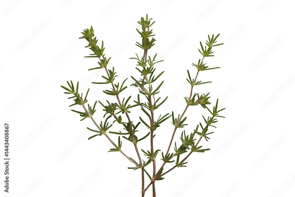 Obraz premium Elegant marjoram sprigs artfully arranged against a minimalist background for culinary and herbal applications, showcasing natural detail and simplicity
