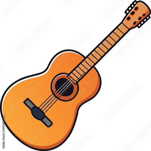 High-Quality, Detailed Vector Acoustic Guitar Illustration for Musicians, Music Enthusiasts, and Creative Designers – Ideal for Adobe Stock and Digital Projects