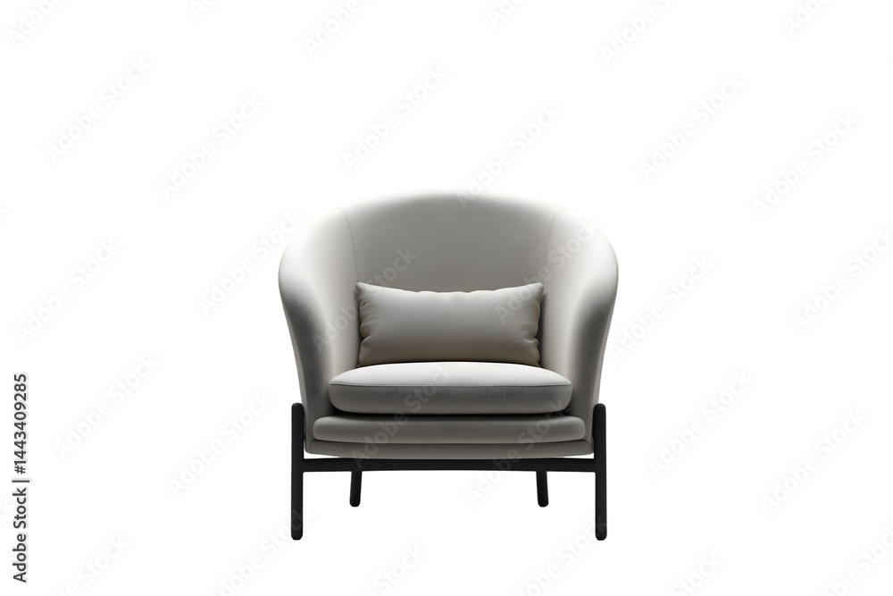 Elegant Minimalist Armchair with Curved Backrest on an Isolated Backdrop, Perfect for Modern Interior Design and Comfortable Living Spaces, Emphasizing Simplicity and Style Elegant Minimalist Armchair with Curved Backrest on an Isolated Backdrop, Perfect for Modern Interior Design and Comfortable Living Spaces, Emphasizing Simplicity and Style