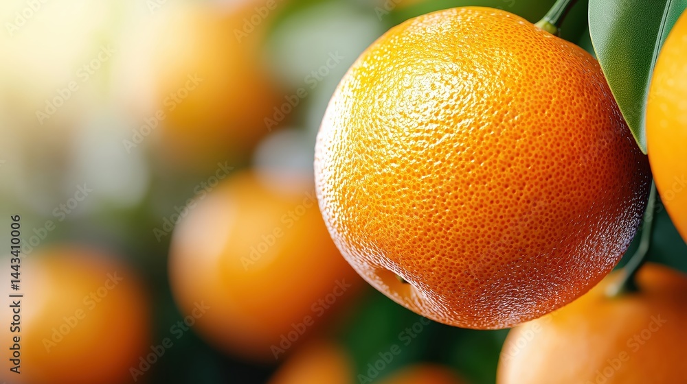 Fresh mandarin oranges hanging from a healthy citrus tree in a vibrant organic garden under sunlight