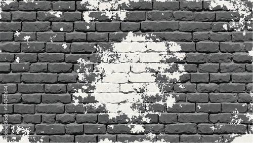 Black and white tone Brick wall background. A black and white brick wall texture with a grungy, distressed look. 