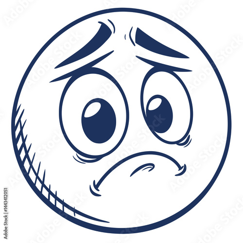 Flat Style Sob Emoji with Rounded Eyes and Sad Face
