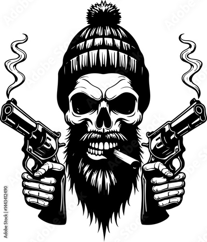 Skeleton Pirate with Pistol vector