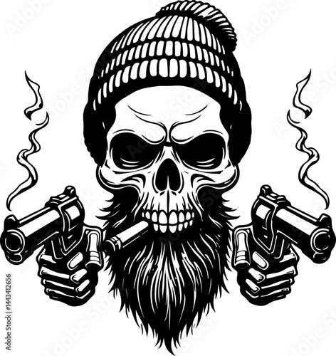 Skeleton Pirate with Pistol vector