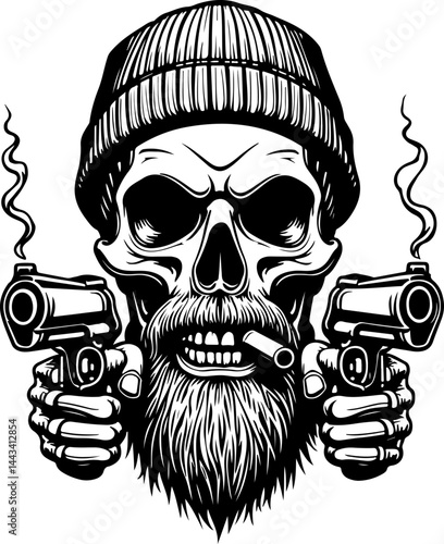 Skeleton Pirate with Pistol vector