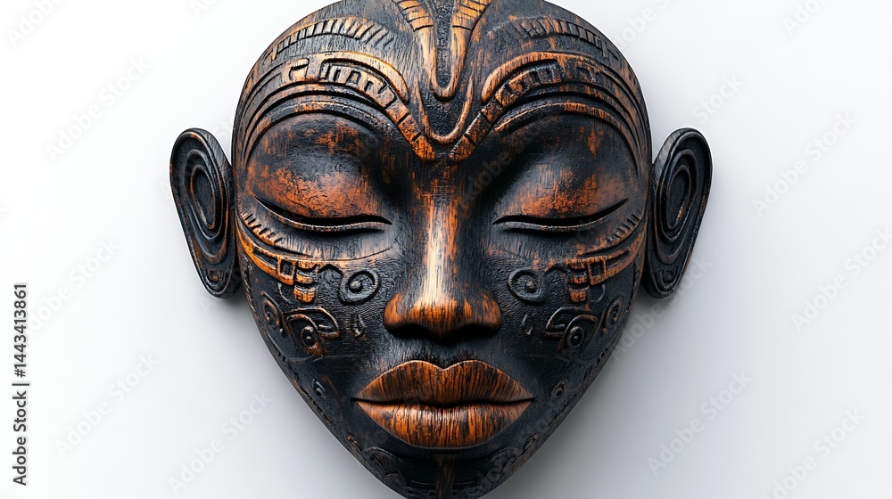 Ancient wooden face mask high resolution image Ancient wooden face mask high resolution image