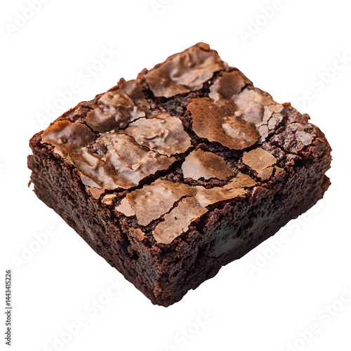 Baked chocolate brownie isolated on white background