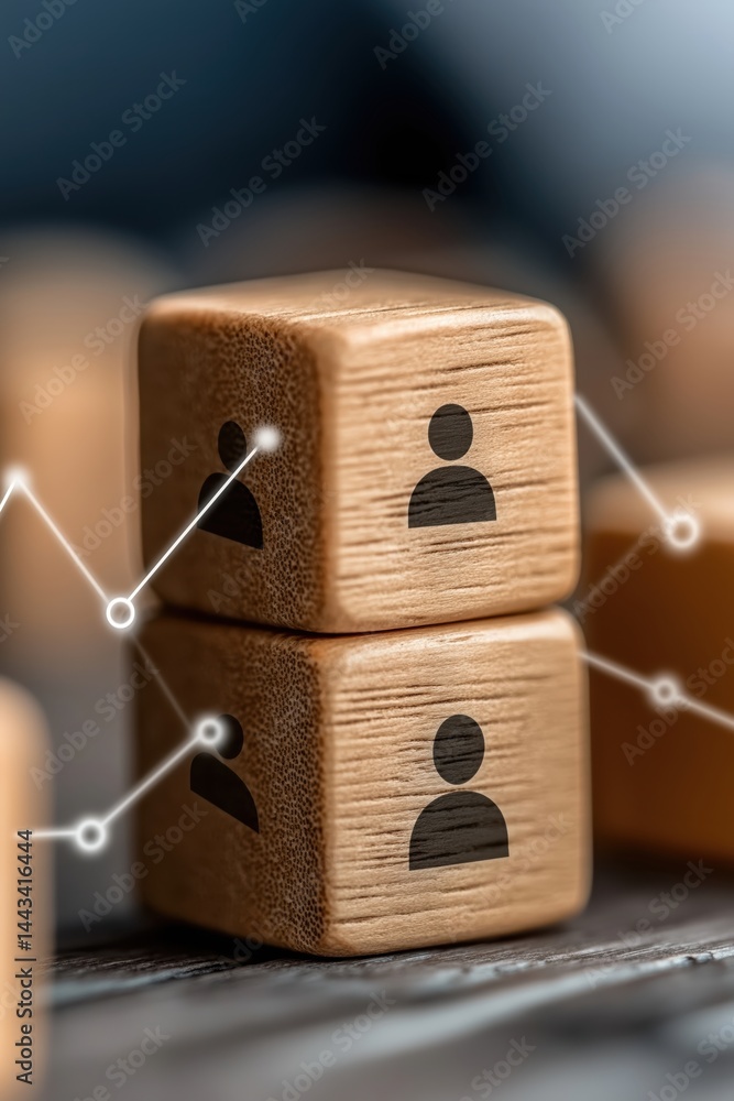 Visual representation of social network concepts using wooden blocks and connections