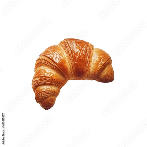 Baked croissant isolated on white background