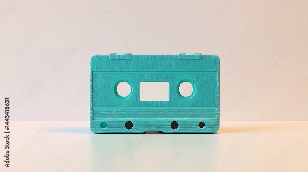 Obraz premium Turquoise cassette tape against white background