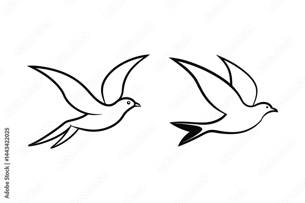 Obraz premium Sleek Group Flight Birds Vector Art