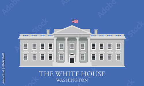 The White House building in Washington DC isolated vector illustration.