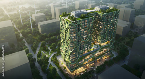 Eco Conscious Modern Skyscraper Greening Urban Environment Renewable Energy