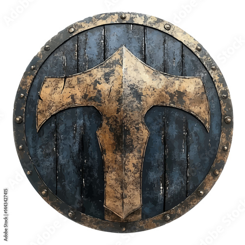illustration of Spartan Bronze Shield, watercolor vector, isolated on a white background.
