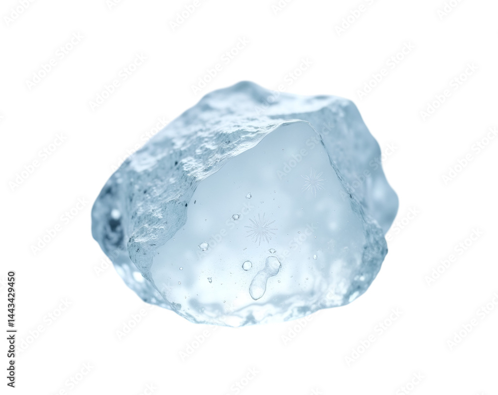 Obraz premium Exquisite Close-Up of a Glistening Ice Nugget, A Symphony of Light and Texture, Revealing the Delicate Beauty and Intricate Details of Frozen Water