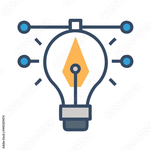 Pen Tool with Light Bulb Idea Icon – Creativity and Innovation Symbol for Design and Inspiration