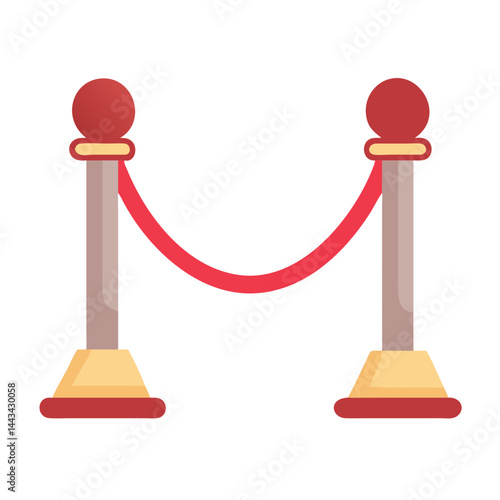 Red Carpet Barrier Stanchion Icon – Event Crowd Control and VIP Access Symbol for Safety and Organization