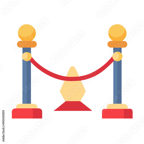 Red Carpet Barrier Stanchion Icon – Event Crowd Control and VIP Access Symbol for Safety and Organization