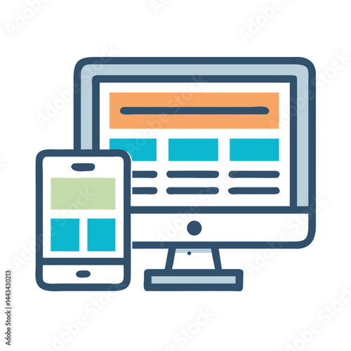 Responsive Web Design Device Icon – Adaptive Layout and Cross-Device Compatibility Symbol for Modern Websites