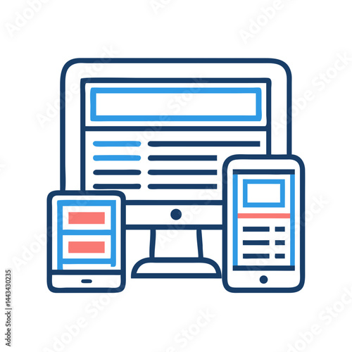 Responsive Web Design Device Icon – Adaptive Website and Mobile-Friendly Technology Symbol for Digital Development