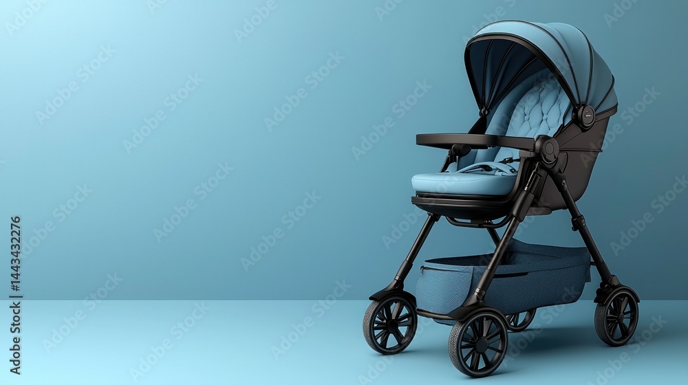 Modern baby stroller, light blue Modern baby stroller, light blue