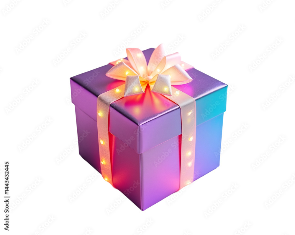 Exquisitely wrapped present featuring a sleek rectangular box adorned with a vibrant electric ribbon and a soft bow, perfect for celebrating joyous occasions with style and flair Exquisitely wrapped present featuring a sleek rectangular box adorned with a vibrant electric ribbon and a soft bow, perfect for celebrating joyous occasions with style and flair