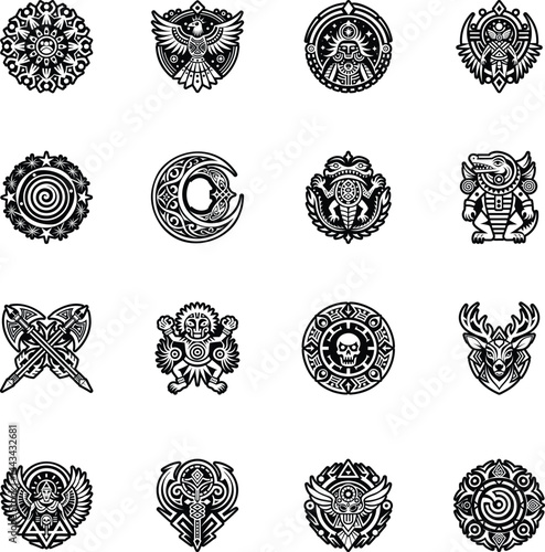 Collection of Ancient Hieroglyphs Glyph Icons  

