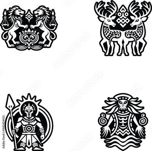 Collection of Ancient Hieroglyphs Glyph Icons  


