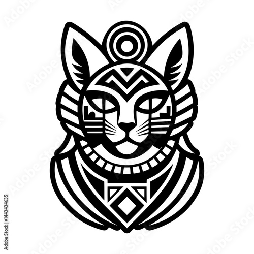A glyph style icon of bastet cat symbol