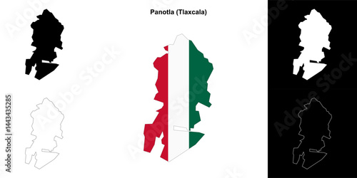 Panotla municipality (Tlaxcala) outline map set
