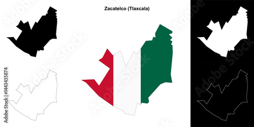 Zacatelco municipality (Tlaxcala) outline map set