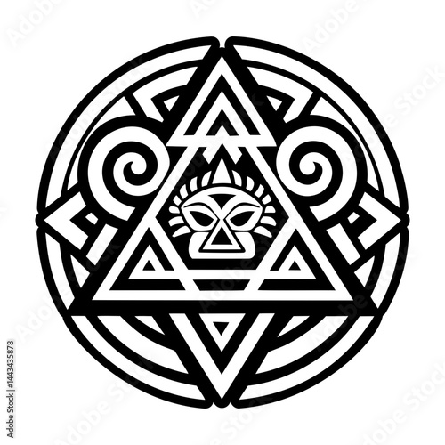 A filled style icon of primitive drawing tattoo