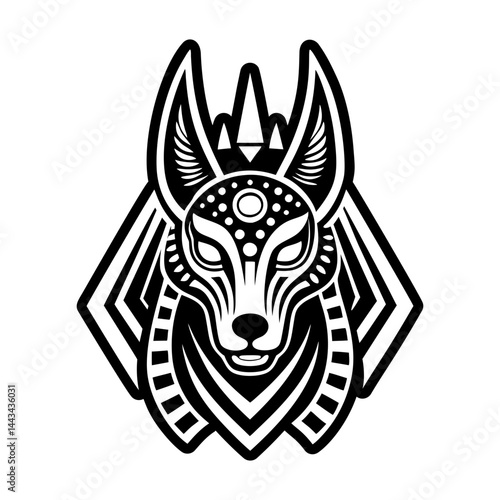 A filled style icon of jackal tattoo