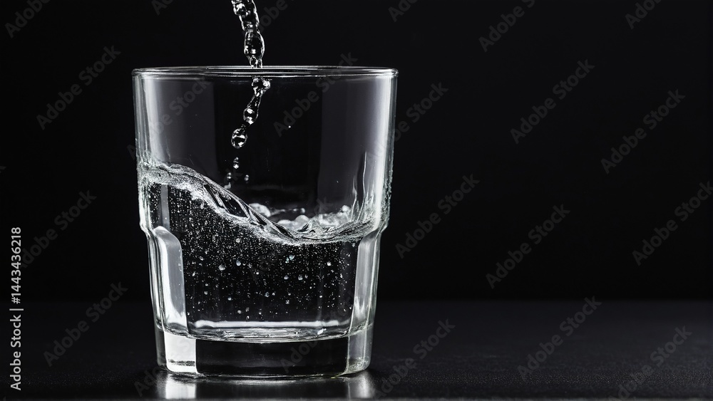 An Elegant Dance of Water: Capturing the Purity and Motion of Refreshment Being Poured into a Simple Glass An Elegant Dance of Water: Capturing the Purity and Motion of Refreshment Being Poured into a Simple Glass