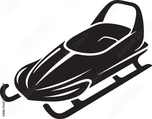 Black Silhouette Of A Classic Toboggan Sled For Winter Fun And Recreation