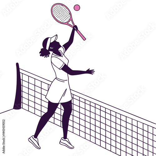female-tennis-player-holding-racket-with-pink-grip vector image on white background