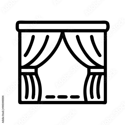 Theater Stage Curtain Icon – Drama and Performance Symbol for Entertainment and Arts Design