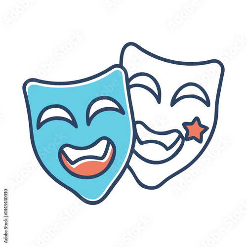 Theater Comedy Drama Masks Icon – Classic Drama and Comedy Symbol for Performing Arts and Entertainment