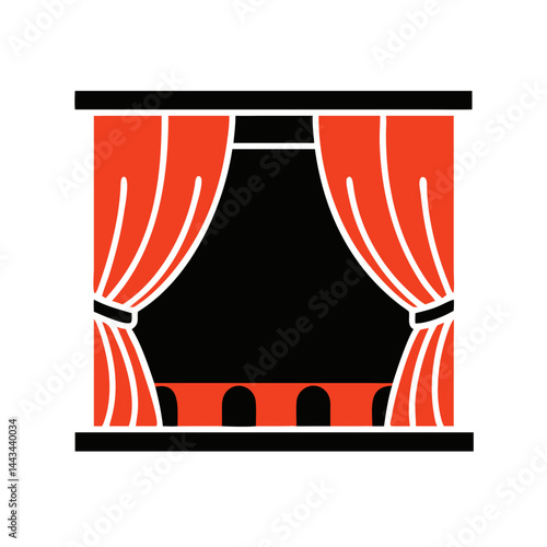 Theater Stage Curtain Icon – Drama and Performance Symbol for Entertainment and Arts Design