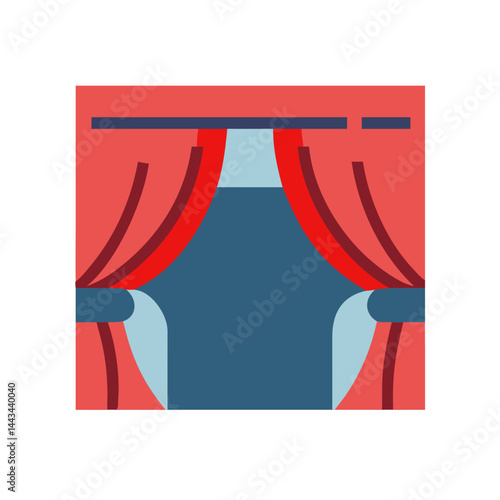 Theater Stage Curtain Icon – Drama and Performance Symbol for Entertainment and Arts Design