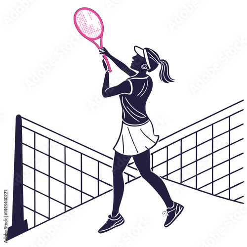 female-tennis-player-holding-racket-with-pink-grip vector image on white background