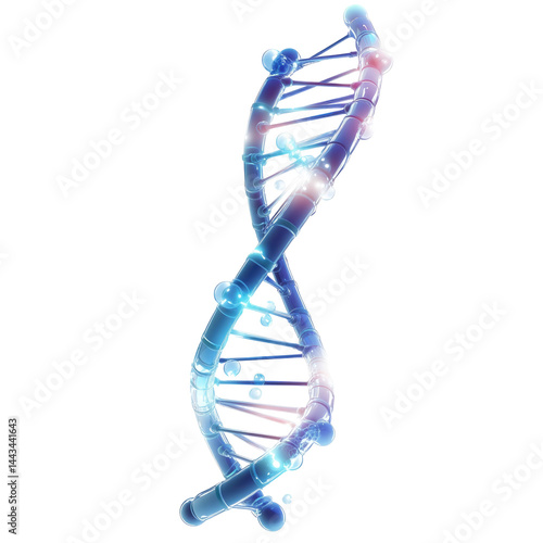 3D Dna Strand With Glowing Nodes  isolated on a transparent background