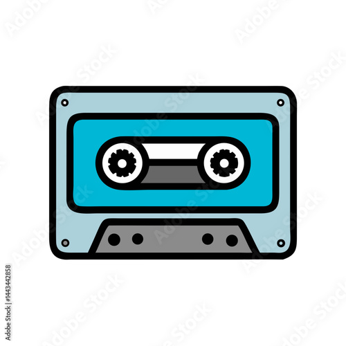 Vintage Cassette Tape Icon – Retro Audio Music Recording Line Symbol