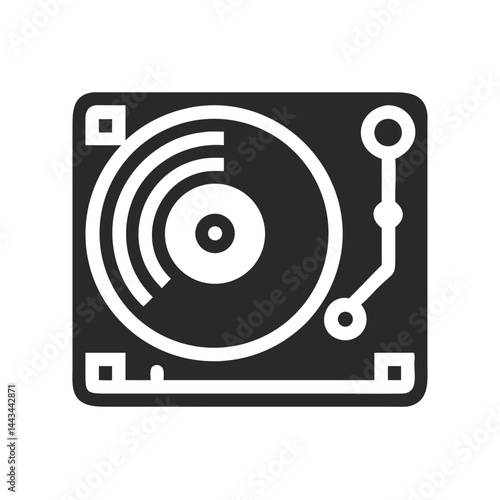 Vinyl Record Player Turntable Icon – Retro Music Audio Device Line Symbol