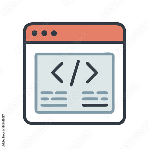 Web Coding Browser Window Icon – Programming Development Technology Line Symbol