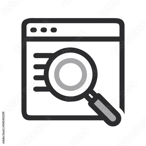 Webpage Search Magnifying Glass Icon – Website Finder Navigation Line Symbol