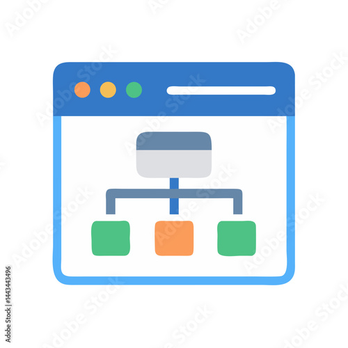 Website Sitemap Structure Icon – Web Navigation SEO Planning Line Symbol