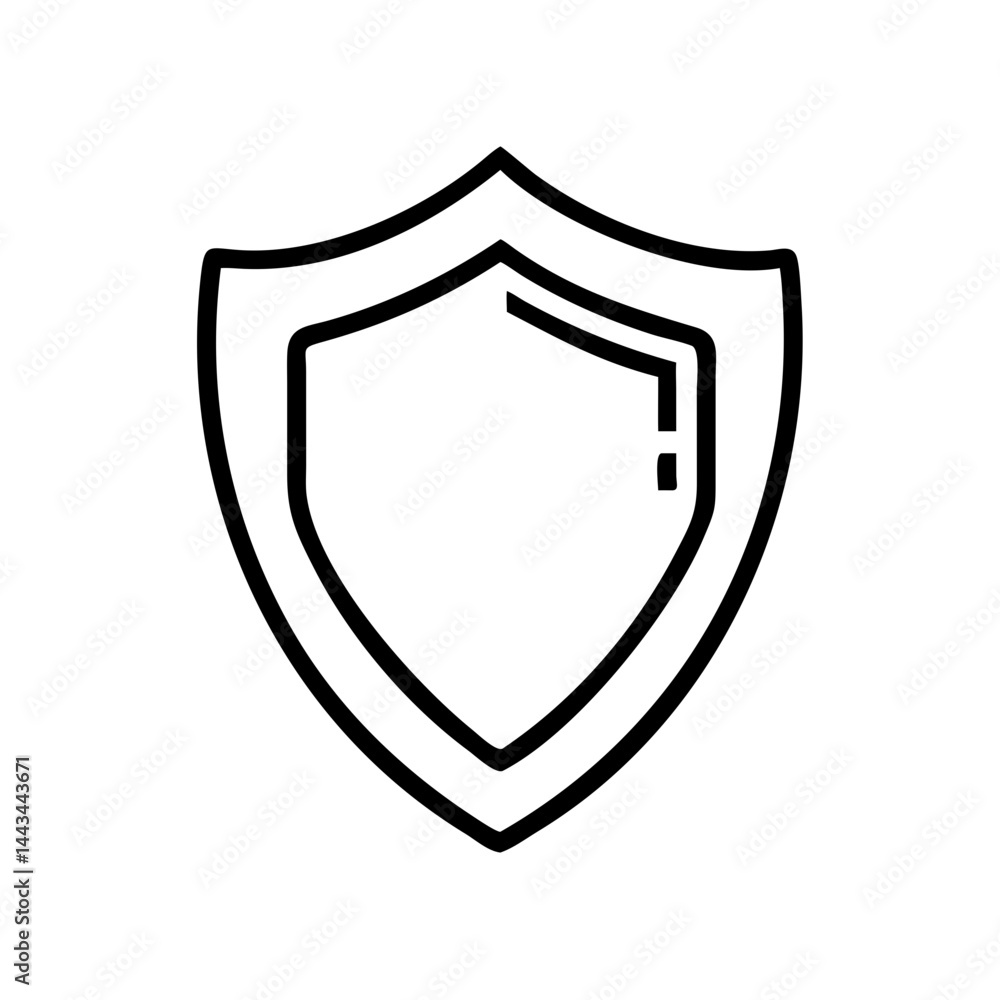Shield icon design in minimalist style on a white background Shield icon design in minimalist style on a white background