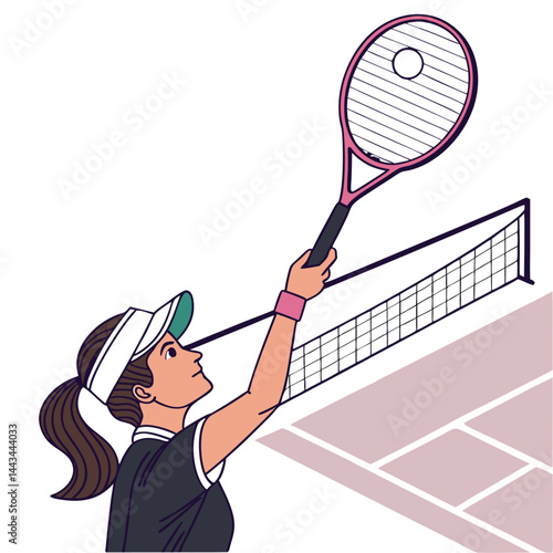 female-tennis-player-holding-racket-with-pink-grip vector image on white background